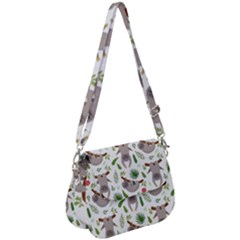 Seamless Pattern With Cute Sloths Saddle Handbag by Ndabl3x