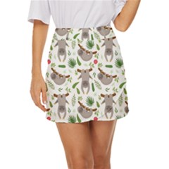 Seamless Pattern With Cute Sloths Mini Front Wrap Skirt by Ndabl3x