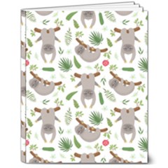 Seamless Pattern With Cute Sloths 8  X 10  Softcover Notebook by Ndabl3x