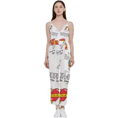 Abstract Fashion Background Suitable Fabric Printing V-neck Camisole Jumpsuit