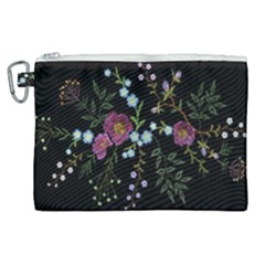 Embroidery Trend Floral Pattern Small Branches Herb Rose Canvas Cosmetic Bag (xl) by Ndabl3x