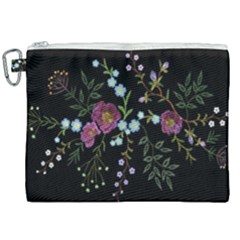 Embroidery Trend Floral Pattern Small Branches Herb Rose Canvas Cosmetic Bag (xxl) by Ndabl3x