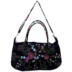 Embroidery Trend Floral Pattern Small Branches Herb Rose Removable Strap Handbag by Ndabl3x