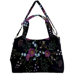 Embroidery Trend Floral Pattern Small Branches Herb Rose Double Compartment Shoulder Bag by Ndabl3x