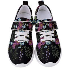 Embroidery Trend Floral Pattern Small Branches Herb Rose Women s Velcro Strap Shoes by Ndabl3x