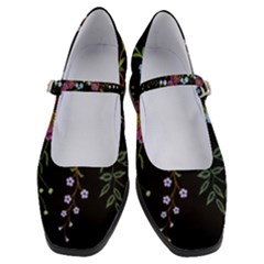 Embroidery Trend Floral Pattern Small Branches Herb Rose Women s Mary Jane Shoes by Ndabl3x