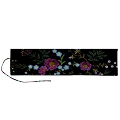 Embroidery Trend Floral Pattern Small Branches Herb Rose Roll Up Canvas Pencil Holder (l) by Ndabl3x