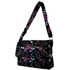 Embroidery Trend Floral Pattern Small Branches Herb Rose Full Print Messenger Bag (l) by Ndabl3x