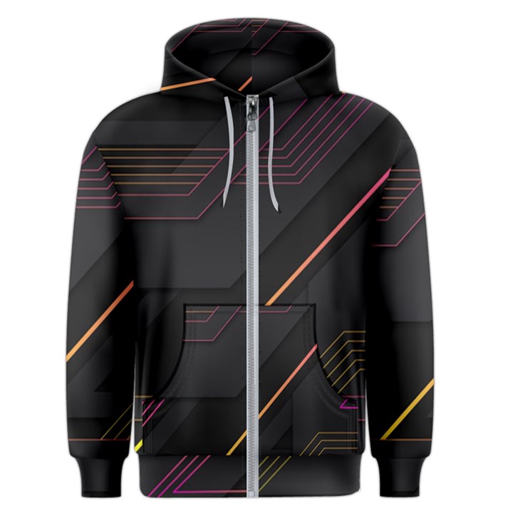 Gradient Geometric Shapes Dark Background Men s Zipper Hoodie