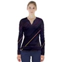 Gradient Geometric Shapes Dark Background V-Neck Long Sleeve Top View1