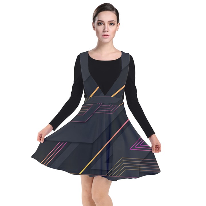 Gradient Geometric Shapes Dark Background Plunge Pinafore Dress