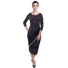 Gradient Geometric Shapes Dark Background Quarter Sleeve Midi Velour Bodycon Dress by Ndabl3x