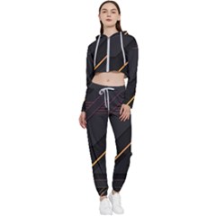 Gradient Geometric Shapes Dark Background Cropped Zip Up Lounge Set by Ndabl3x