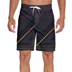 Gradient Geometric Shapes Dark Background Men s Beach Shorts by Ndabl3x