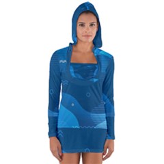 Abstract Classic Blue Background Long Sleeve Hooded T-shirt by Ndabl3x