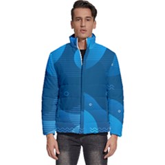 Abstract Classic Blue Background Men s Puffer Bubble Jacket Coat by Ndabl3x