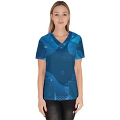 Abstract Classic Blue Background Women s V-neck Scrub Top by Ndabl3x