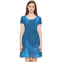 Abstract Classic Blue Background Inside Out Cap Sleeve Dress View1