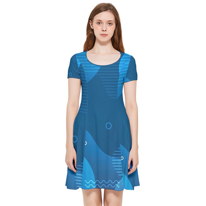 Abstract Classic Blue Background Inside Out Cap Sleeve Dress