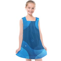 Abstract Classic Blue Background Kids  Cross Back Dress by Ndabl3x