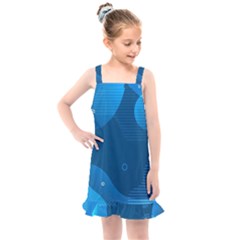 Abstract Classic Blue Background Kids  Overall Dress by Ndabl3x