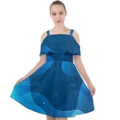 Abstract Classic Blue Background Cut Out Shoulders Chiffon Dress by Ndabl3x