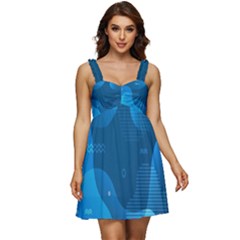 Abstract Classic Blue Background Ruffle Strap Babydoll Chiffon Dress by Ndabl3x