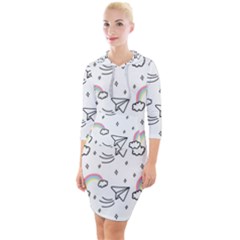 Cute Art Print Pattern Quarter Sleeve Hood Bodycon Dress by Ndabl3x