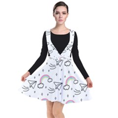 Cute Art Print Pattern Plunge Pinafore Dress