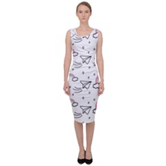 Cute Art Print Pattern Sleeveless Pencil Dress