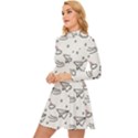 Cute Art Print Pattern Long Sleeve Velour Longline Dress View2