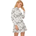 Cute Art Print Pattern Long Sleeve Velour Longline Dress View3