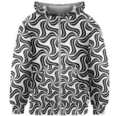 Soft Pattern Repeat Monochrome Kids  Zipper Hoodie Without Drawstring