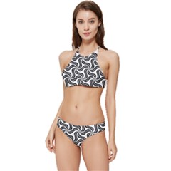 Soft Pattern Repeat Monochrome Banded Triangle Bikini Set by Ravend