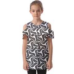 Soft Pattern Repeat Monochrome Fold Over Open Sleeve Top by Ravend