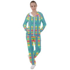 Checkerboard Squares Abstract Art Women s Tracksuit by Ravend