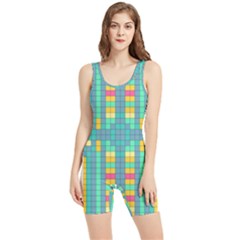 Checkerboard Squares Abstract Art Women s Wrestling Singlet by Ravend