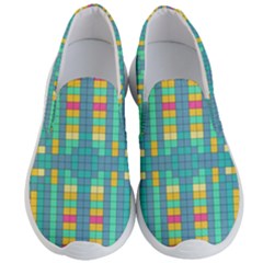 Checkerboard Squares Abstract Art Men s Lightweight Slip Ons by Ravend