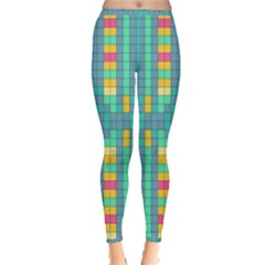 Checkerboard Squares Abstract Art Inside Out Leggings by Ravend