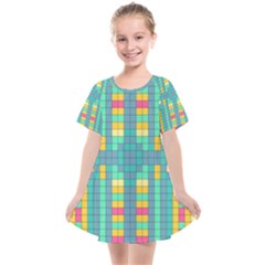 Checkerboard Squares Abstract Art Kids  Smock Dress by Ravend