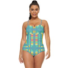 Checkerboard Squares Abstract Art Retro Full Coverage Swimsuit by Ravend