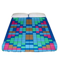 Checkerboard Square Abstract Fitted Sheet (king Size)