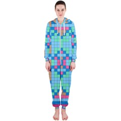 Checkerboard Square Abstract Hooded Jumpsuit (ladies)