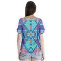 Checkerboard Square Abstract V-Neck Flutter Sleeve Top View2