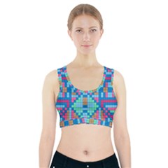 Checkerboard Square Abstract Sports Bra With Pocket by Ravend