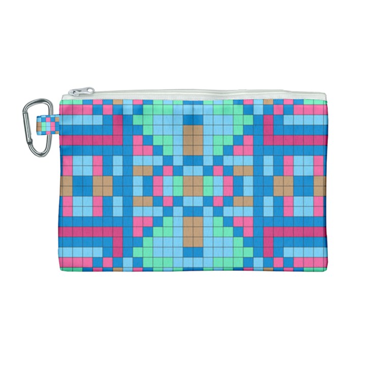 Checkerboard Square Abstract Canvas Cosmetic Bag (Large)