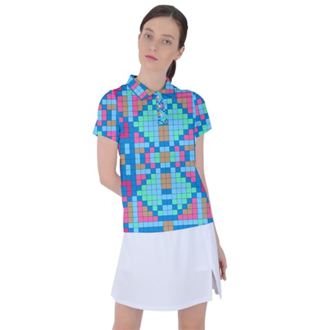 Checkerboard Square Abstract Women s Polo T-shirt by Ravend