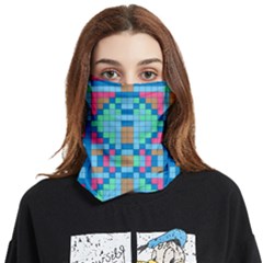 Checkerboard Square Abstract Face Covering Bandana (two Sides) by Ravend