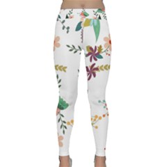 Floral Backdrop Pattern Flower Classic Yoga Leggings by Ravend