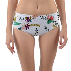 Floral Backdrop Pattern Flower Reversible Mid-waist Bikini Bottoms by Ravend